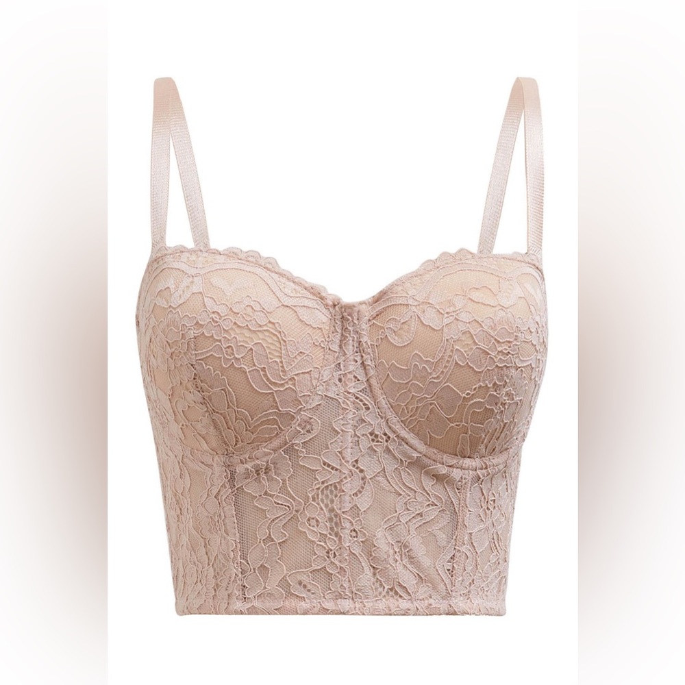 Chicwish Pink Lace Longline Bra